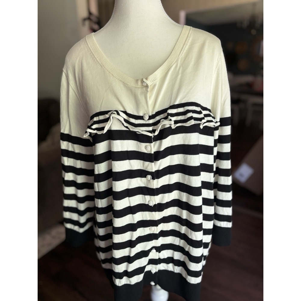 Talbots Cardigan Size 2XL Sweater Neutral Anchor Nautical Coastal Preppy Plus